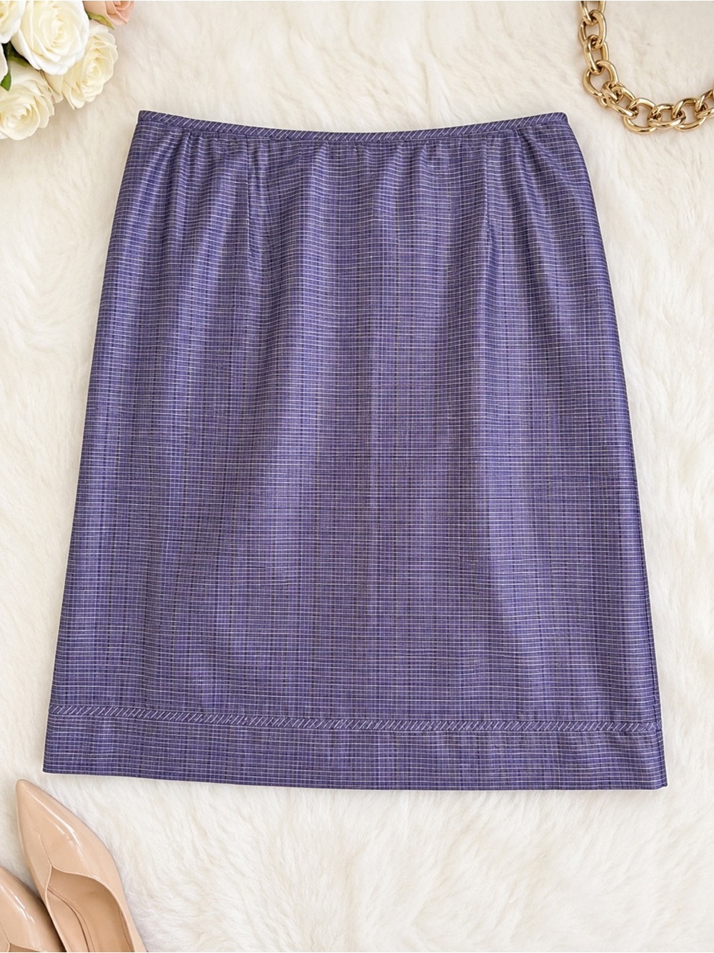 Carlisle Purple Check Pencil Skirt - Women's Size 14 Lined Career Office